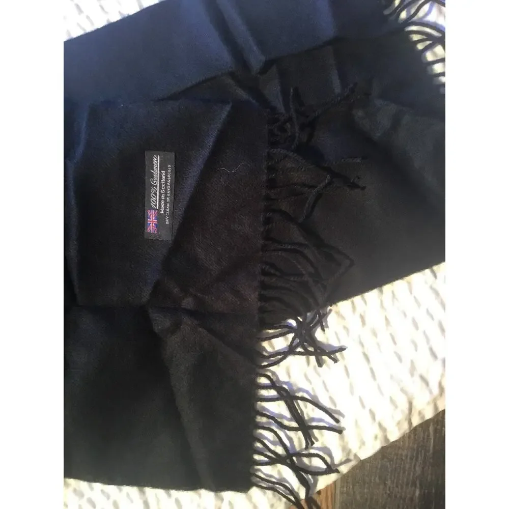 100% cashmere scarf from Scotland- Black- New - Free Shipping